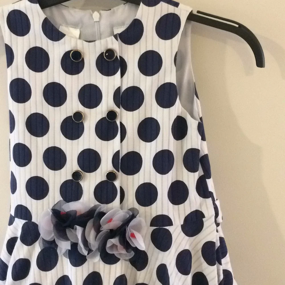 Sarah Louise English Boutique Blue & White Polka Dot Dress‎